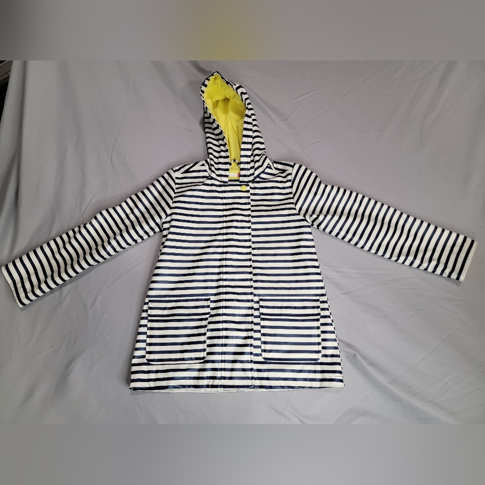 John Lewis Striped Hooded Rain Jacket with Yellow Lining